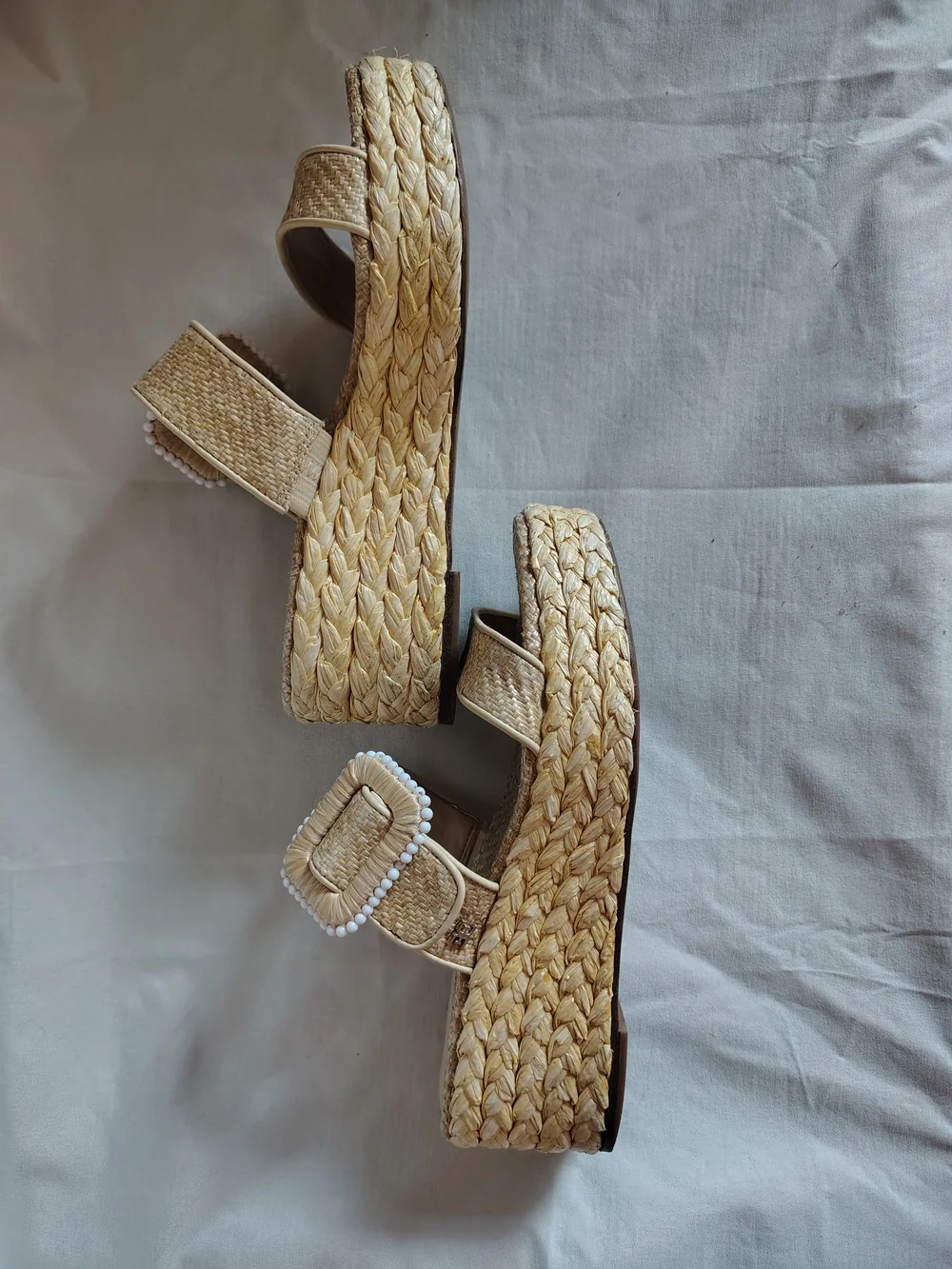 Sam Edelman Chase Raffia Platform Espadrille Sandals Natural Beige Women's 6M